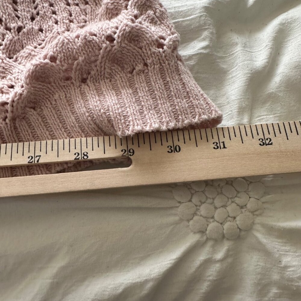 Pink Open-Front Lace Knit Cardigan Sweater 1X By Denim 24/7 Boho Cottagecore - Picture 9 of 11
